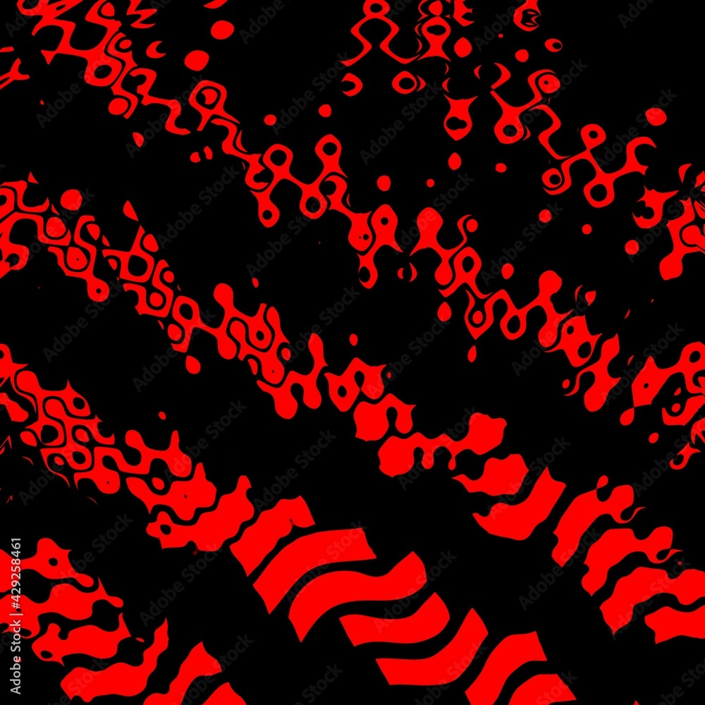 Poster ripple effect 3d design of many diagonal stripe shapes in very bright neon dark red colour on a blac