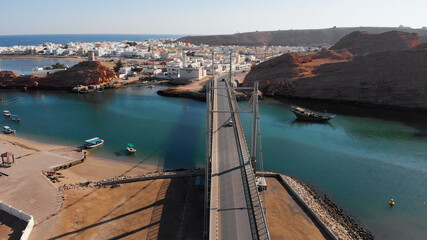Aerial view of the bridge of Sur, Oman - obrazy, fototapety, plakaty
