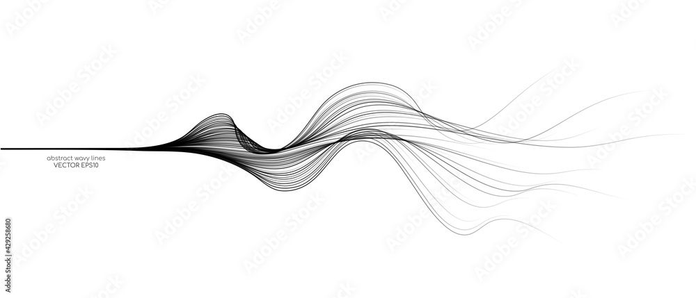 Aufkleber Vector abstract wavy lines flowing dynamic isolated on white background for concept of AI technology, digital, communication, 5G, science, music