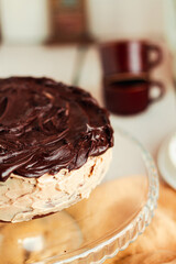 Delicious homemade dessert / Rich Dark Chocolate Cake / Moist, creamy and bitter chocolate taste. Best eaten fresh or refrigerated. Sweets for birthday concept