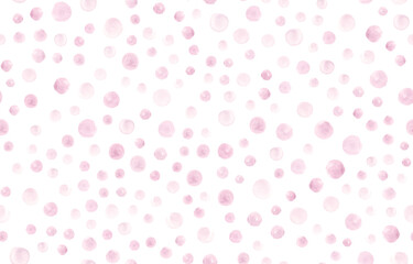 Seamless Rose Watercolor Circles. Rounds Texture. Pastel Spots Background. Cute Pink Watercolor Circles. Modern Abstract Dots Wallpaper. Geometric Hand Paint Fabric. Pink Watercolor Circles.