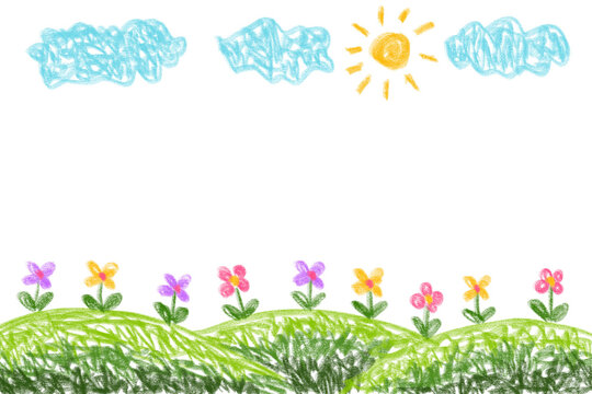 Kids children child paint drawing drawn cartoon hand drawn doodle background white space