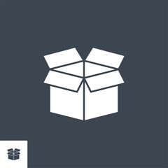Box Related Vector Glyph Icon. Isolated on Black Background. Vector Illustration.
