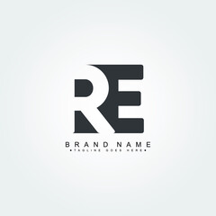 Initial Letter RE Logo - Simple Business Logo - obrazy, fototapety, plakaty