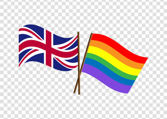 Two flags of LGBT and Great Britain. Graphics and design.