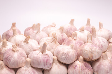 Group of garlic isolated on a white background.