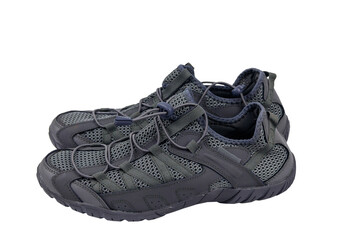 Gray male mesh sneakers isolated on white background