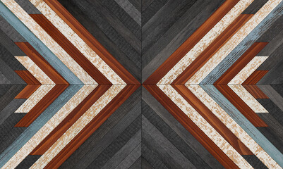 Wooden background. Dark vintage wooden panel with chevron pattern for wall decor.  