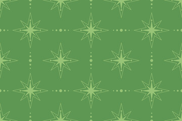 Vintage seamless pattern with stars. Olive color background. Khaki-coloured template for fabric or wrapping. Textile design. Stylish background for cards. Seamless pastel pattern. Retro ornament.