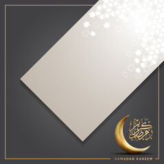 Ramadan vector design with calligraphy and moon golden color isolated on black background