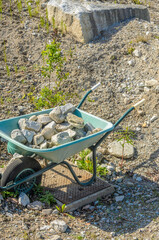 Construction in Vancouver, Canada. Tally with stones.