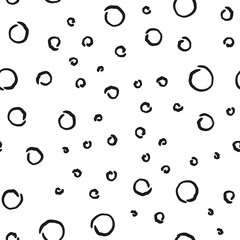 Doodle circles seamless pattern. Monochrome hand drawn texture background.