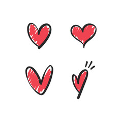 Heart doodles. Hand drawn hearts collection. Love illustration designs.