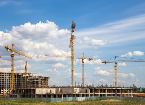 View of construction site, industrial image. Moscow, Russia