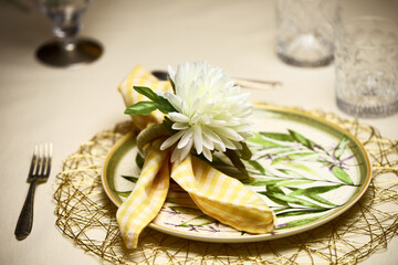 handmade napkin rings with artificial flowers

