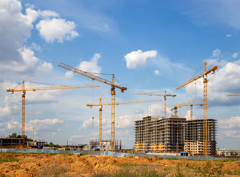 View of construction site, industrial image. Moscow, Russia