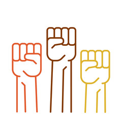 Obraz premium Three raised hands vector illustration.