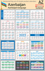 Azerbaijani horizontal pocket calendars for 2022. Week starts Sunday