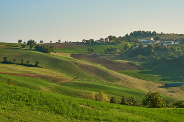 Fototapeta na wymiar Italian farm on the hills in the province of Modena, Emilia-Romagna, Italy. 