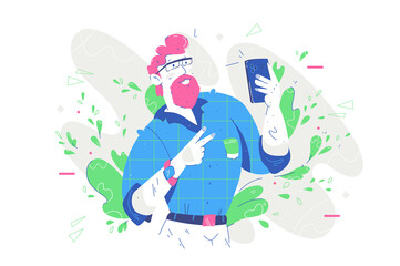 Well dressed and handsome grandpa