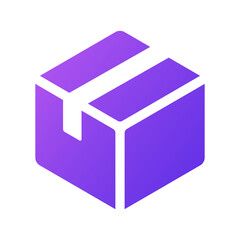 段ボール、箱、納品のアイコンイラスト （グラデーション塗りバージョン）