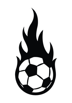 Football soccer ball with fire flame graphic vector illustration. Ideal for sticker, decal, sport logo and any kind of decoration.