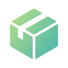 段ボール、箱、納品のアイコンイラスト （グラデーション塗りバージョン）