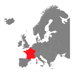 Grayscale silhouette with europe map and France in red color