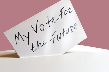 a white symbolic voter ballot with 