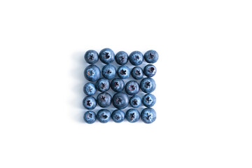 blue blueberry in the shape of a square on a white background