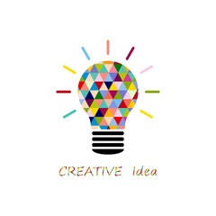 Light bulb design, creative idea concept. Inspiration and solution, colorful icon. Vector illustration isolated.