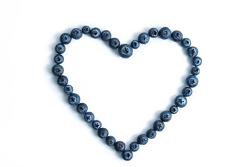 blue blueberry in the shape of a heart