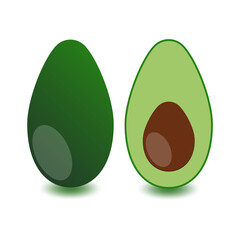 Avocado icon, flat design of delicious, ripe fruit. Vector illustration.