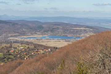 Fototapeta na wymiar Aerial winter view of Konyavska mountain, Bulgaria