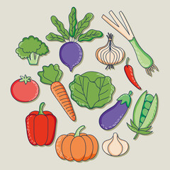 healthy vegetables icons