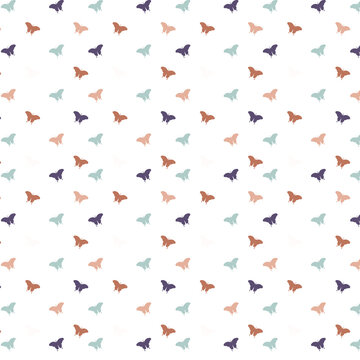 Hand drawn butterflies pattern in purple, green and brown. Can be used for fashion graphics such as T-shirt prints leggings pajamas fabrics or for home decor such as wallpapers tablecloths bedclothes.