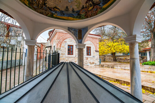 Haci Turhan Kapan Mosque view in Urla Town of Izmir Province