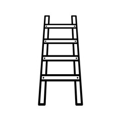 Ladder icon. Black contour linear silhouette. Front vertical view. Vector simple flat graphic illustration. The isolated object on a white background. Isolate.