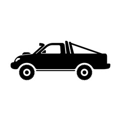 Offroad pickup truck icon. Cargo SUV. Black silhouette. Side view. Vector simple flat graphic illustration. The isolated object on a white background. Isolate.