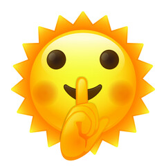 Shushing Sun Emoji Icon Illustration. Quiet Vector Symbol Emoticon Design Vector.