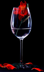 Photos of a flower in a glass
