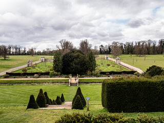View of greenery, flowers, trees in the Easton Walled Gardens in UK.