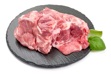 Raw pork with bones, isolated on white background. High resolution image