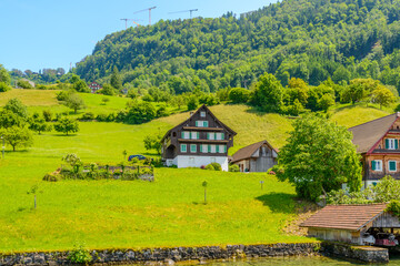 Obraz na płótnie Canvas View on Swiss village near Lucerne, Switzerland.