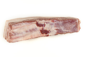 Raw pork belly on a white background.Isolated