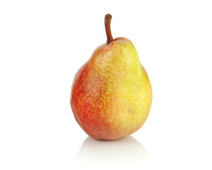 red pear on white background