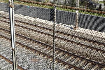 Voies de chemin de fer et grillages