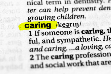 Highlighted word caring concept and meaning