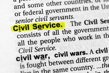 Highlighted word civil service concept and meaning
