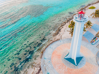 Mahahaul lighthouse with the beautiful view of the beach